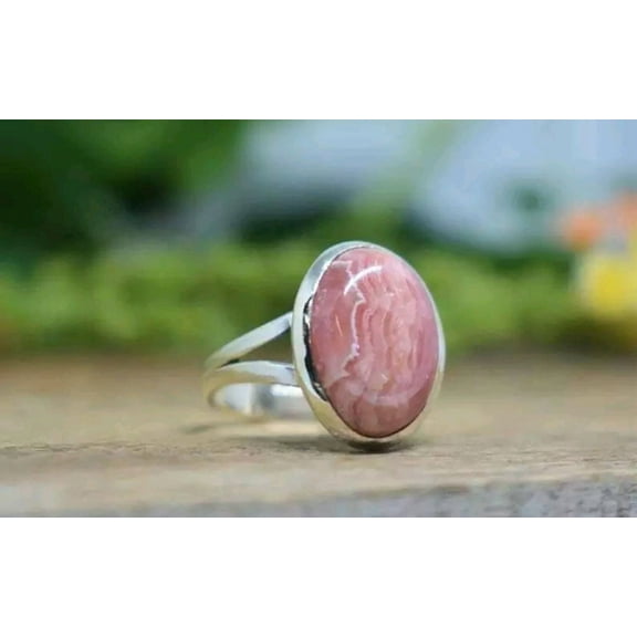 Pink Rhodochrosite Ring, Oval Shape Ring, 925 Sterling Silver Ring, Ring For Women, Gift For Love, Rhodochrosite Gemstone, Personalized Gift