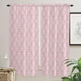 thumbnail image 1 of Pink Rhombus Window Curtains 84 Inch Length, Rustic Modern Plaid Geometric Rod Pocket Kitchen Window Treatments Drapes for Bedroom, Cafe, Living Room, 2 Panels, 52 W x 84 L, 1 of 5