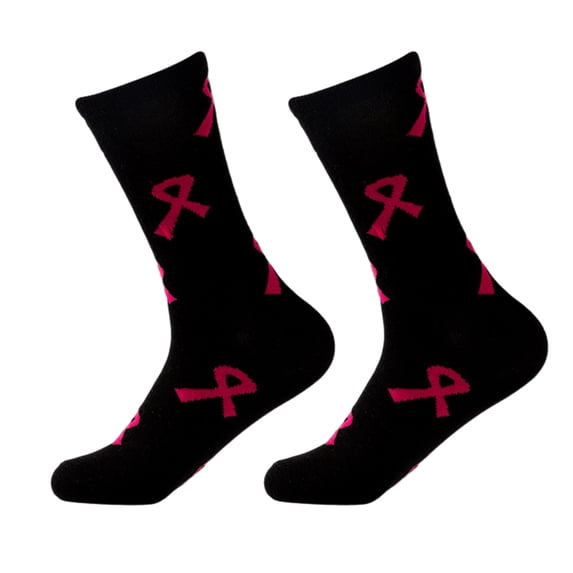 Pink Ribbon Awareness Crew Socks Fun Fancy Novelty Socks Cotton Bootie Socks