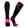 thumbnail image 1 of Pink Ribbon Awareness Over the Calf Socks (Black/Neon Pink, Large), 1 of 2