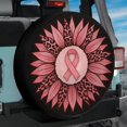 thumbnail image 1 of Pink Ribbon Awareness Sunflower Leopard Waterproof Fabric Spare Tire Cover, Breast Cancer Tire Decor For Suv Rv Camper Trailer Truck 14 15 16 17 18In. Gifts In Breast Cancer Awareness Month, 1 of 5