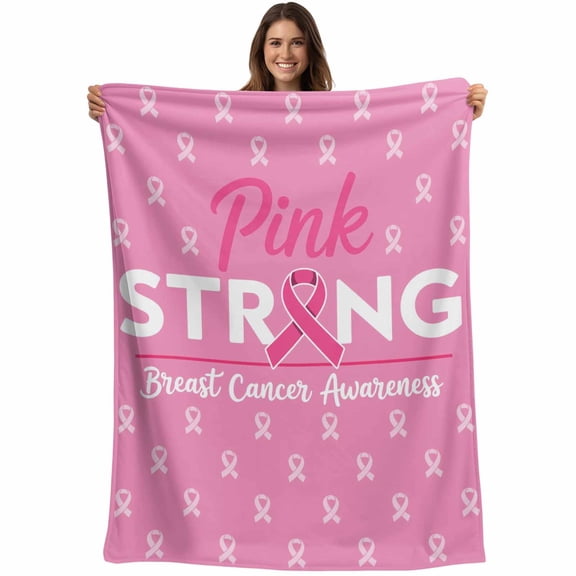 Pink Ribbon Blanket Soft Cozy Warm Throw Blanket for Couch, Plush Fuzzy Flannel Fleece Blankets for Sofa, Breast Cancer Awareness String Symbol Bed Blankets Lightweight Gifts for Women, 30"x40"