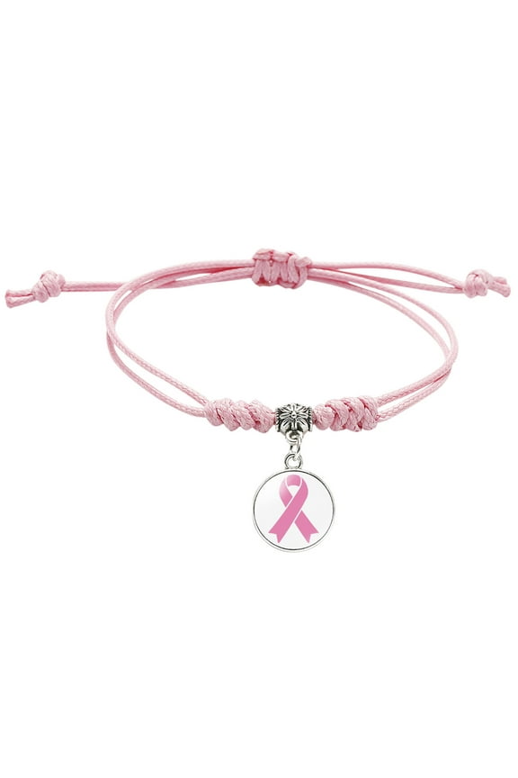 Pink Ribbon Bracelets for Women - Handwoven Multilayer Braided Cancer Awareness Bracelet - Inspirational Jewelry Gift for Survivors & Fighters