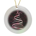 thumbnail image 1 of 3drose, Pink Ribbon Breast Cancer Awareness Christmas Tree, Circle Porcelain Ornament, 1 of 7