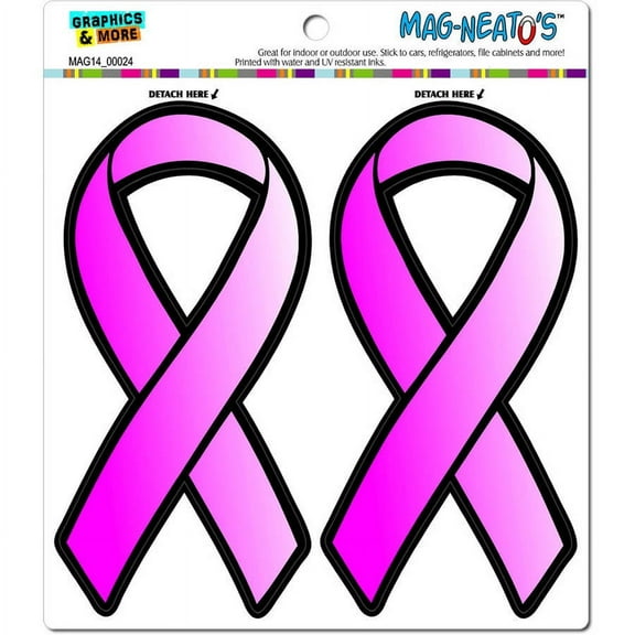 Pink Ribbon Breast Cancer Awareness Find A Cure Automotive Car Refrigerator Locker Vinyl Magnet Set