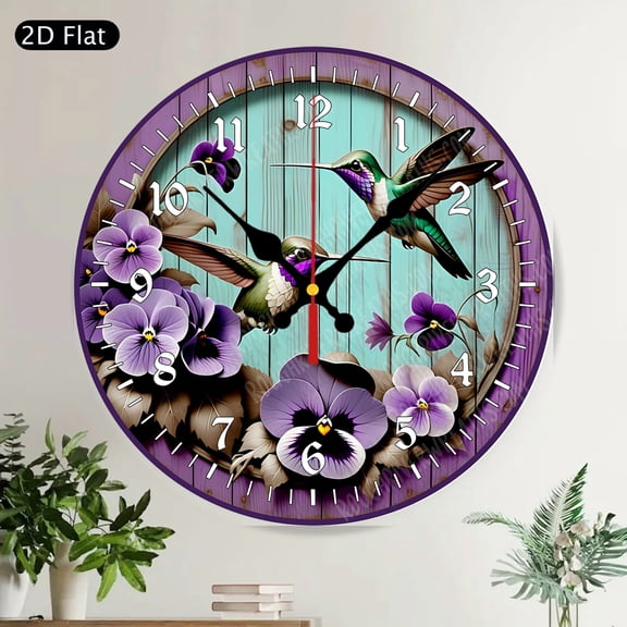 Pink Ribbon Breast Cancer Awareness Round Wall Clock Floral Butterfly Art Silent Home Decor