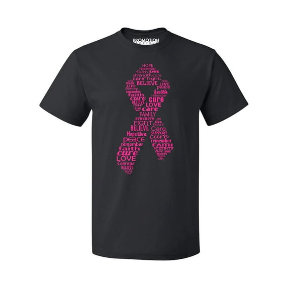 Pink Ribbon Breast Cancer Awareness Support Family Friends Run Walk Marathon Men's T-shirt, S, Black