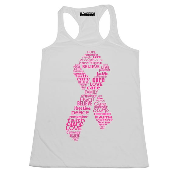 Pink Ribbon Breast Cancer Awareness Women's Tank Top, L, White