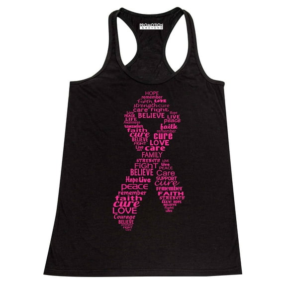 Pink Ribbon Breast Cancer Awareness Women's Tank Top, S, Black