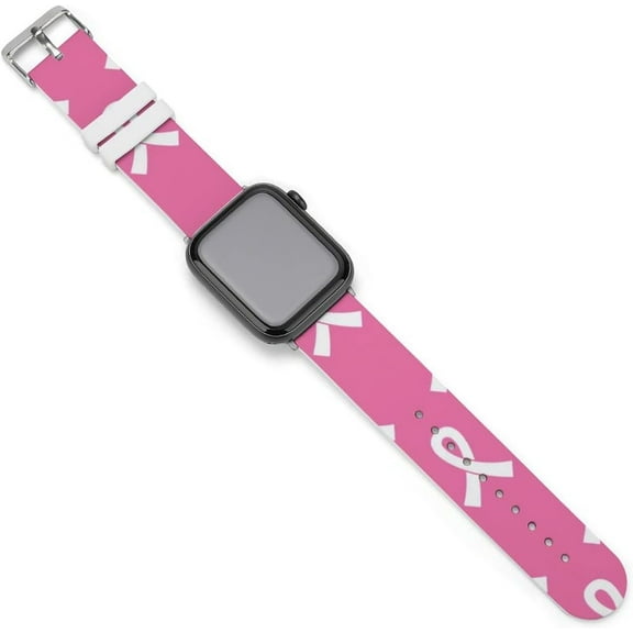 Pink Ribbon Breast Cancer Compatible with Apple Watch Band 38mm 40mm 42mm 44mm Women Men, Soft Silicone Sport IWatch Bands Replacement Strap Compatible for IWatch Series 7 6 5 4 3 2 1 SE