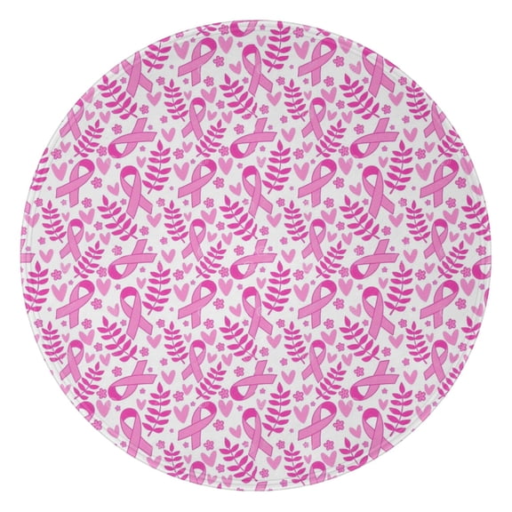 Pink Ribbon Breast Cancer Pattern Round Blanket,Comfortable Soft Flannel Throw Blanket,All Season,Warm Lightweight Blankets for Sofa Bed Couch Living Room Chair 47"x47"