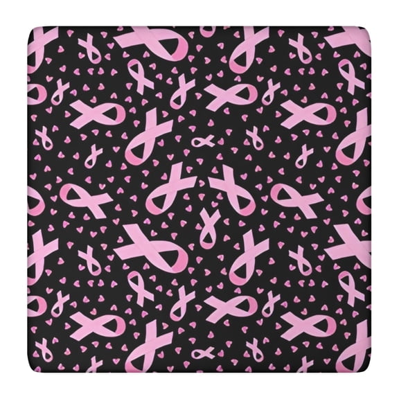 Pink Ribbon Breast Square Fitted Tablecloth with Elastic Edge,Square Table Cover,Washable Elastic Table Cover for Home Kitchen Party Decor 36"x36"