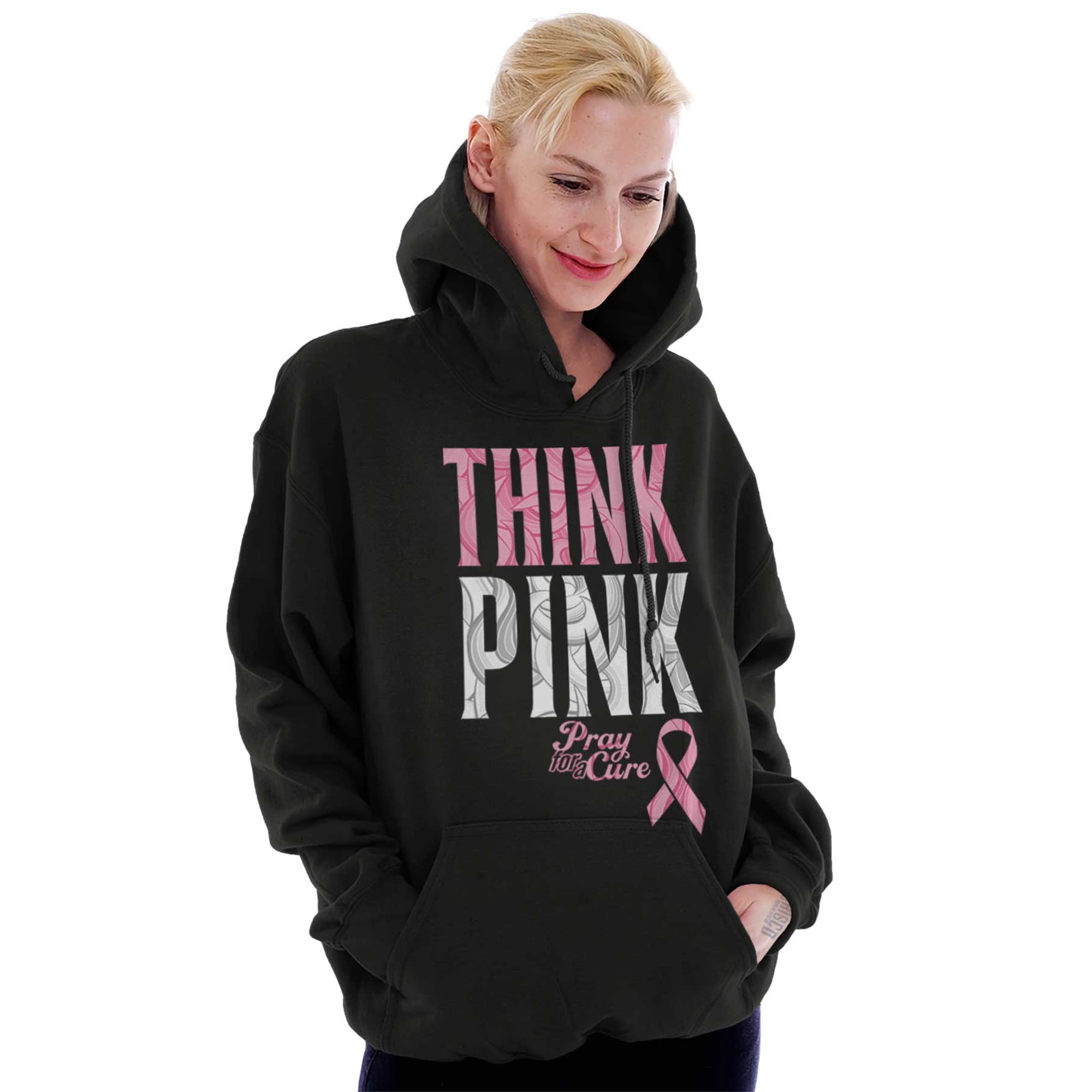 Pink Ribbon Cure Breast Cancer Awareness Hoodie Sweatshirt Women Brisco  Brands - Walmart.com