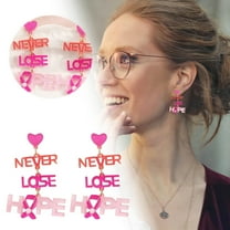 Pink Ribbon Earrings for Women Alloy Cancer Awareness Jewelry Strength Fighter Inspirational Gift Set Survivor Support Tiny Hoop Earrings Comfort Items for Cancer Patients Get Well Soon