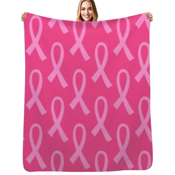 Pink Ribbon Flannel Blanket Warm Soft Bedding Throws Winter Camping Chair Sofa Bed