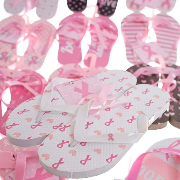 Pink Ribbon Flip Flops 7-8
