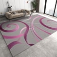 thumbnail image 1 of Pink Ribbon Gray Area Rug, Pink Art Geometry Soft Washable Carpet, Indoor Decorative Rug With Non-Slip Backing For Living Room Bedroom 5x6ft, 1 of 6