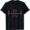 thumbnail image 1 of Pink Ribbon Heart Beat EKG Line T-Shirt, 1 of 4