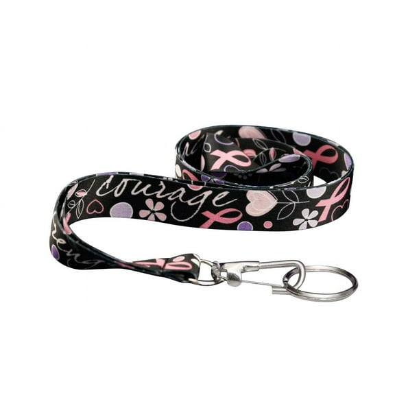 Pink Ribbon Heart Ribbon Breast Cancer Awareness Lanyards (2 Lanyards)