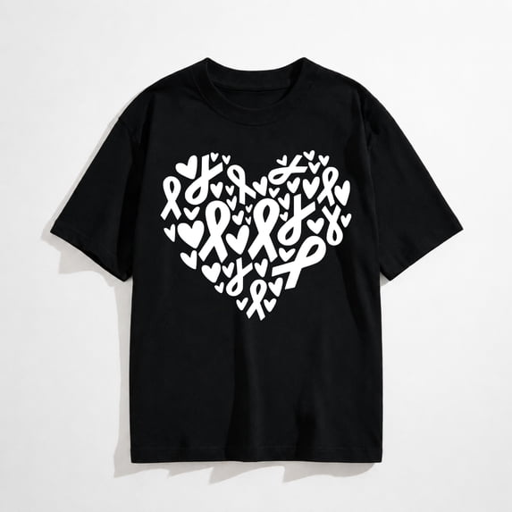 Pink Ribbon Heart Shirt for Women Breast Cancer Survivor T-Shirts Womens Breast Cancer Shirts