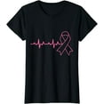thumbnail image 1 of Pink Ribbon Heartbeat Cute Breast Cancer Awareness Gifts T-Shirt, 1 of 3