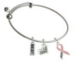 thumbnail image 1 of Pink Ribbon ''Help'' Lil Sister Heart Expandable Bangle Bracelet, 1 of 1