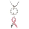thumbnail image 1 of Pink Ribbon ''Help'' - Never Give Up Eternity Ring Necklace, 1 of 1