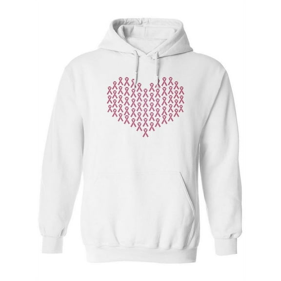 Pink Ribbon In Heart Shape Hoodie Women -Image by Shutterstock, Female x-Large