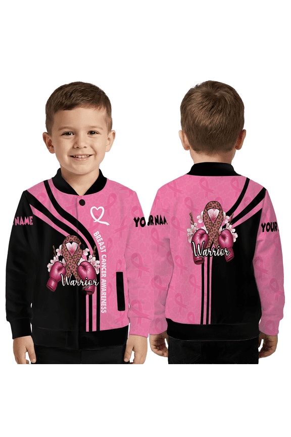 Pink Ribbon Jacket, Breast Cancer Month Baseball Jacket, Awareness Ribbon Outerwear
