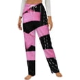 thumbnail image 1 of Pink Ribbon Lace Pattern Winter Female Pants Flannel High Waist Women Pants Lady Warm Straight Leg Plush Trousers, 1 of 7