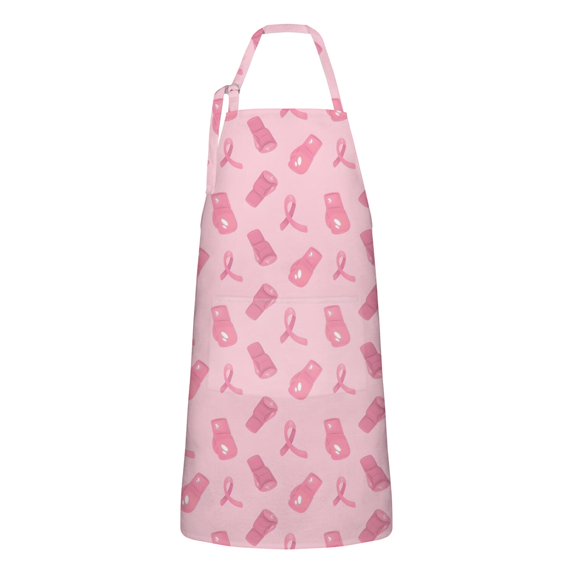 Pink Ribbon Apron-Garden Aprons for Women with Pockets-Cotton Linen Waterproof Kitchen Cooking Gardening Aprons Adjustable for Kitchen,Cooking,BBQ and Salon 32"x27"
