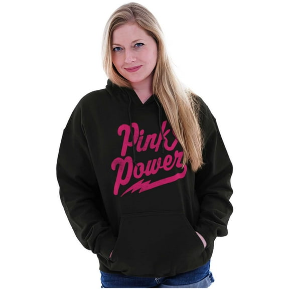 Pink Ribbon Power Breast Cancer Aware Women Plus Size Graphic Pullover Hoodie Brisco Brands 2X