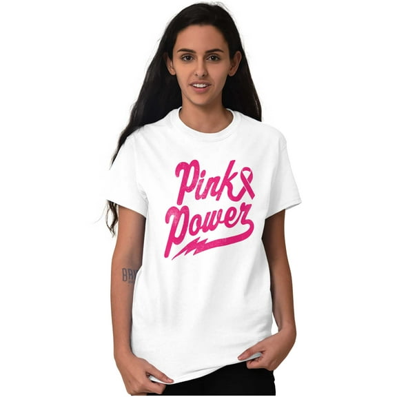 Pink Ribbon Power Breast Cancer Aware Women's Graphic T Shirt Tees Brisco Brands M
