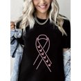 thumbnail image 1 of Pink Ribbon Print Breast Cancer Short Sleeve Shirt for Women, 1 of 4