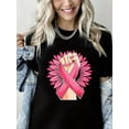 thumbnail image 1 of Pink Ribbon Print Breast Cancer Short Sleeve Shirt for Women, 1 of 4