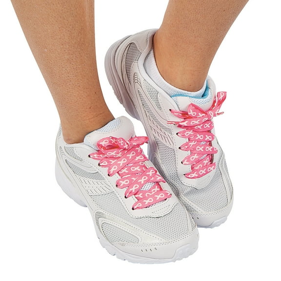 Pink Ribbon Print Shoelaces - Party Wear - 12 Pieces