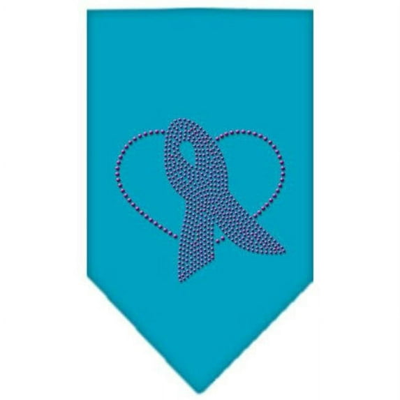 Pink Ribbon Rhinestone Bandana Turquoise Small