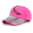 thumbnail image 1 of Pink Ribbon Rhinestone Baseball Hat Breast Cancer Awareness Baseball Hat, 1 of 14