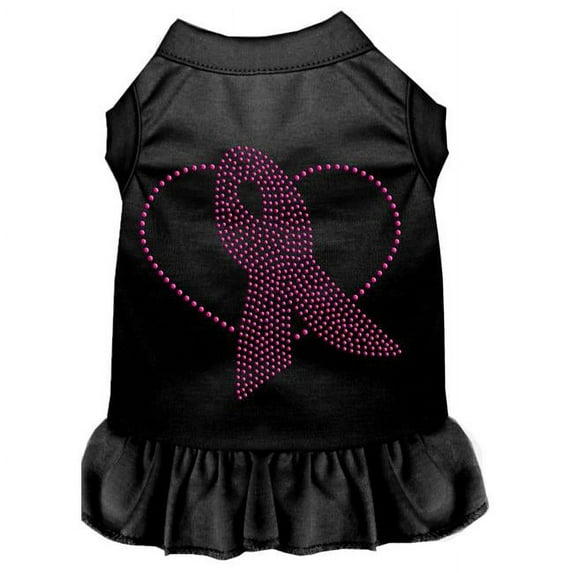 Pink Ribbon Rhinestone Dress for Dogs, Black - Large