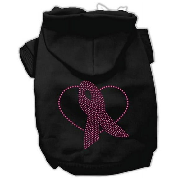 Pink Ribbon Rhinestone Hoodies Black XXL - 18