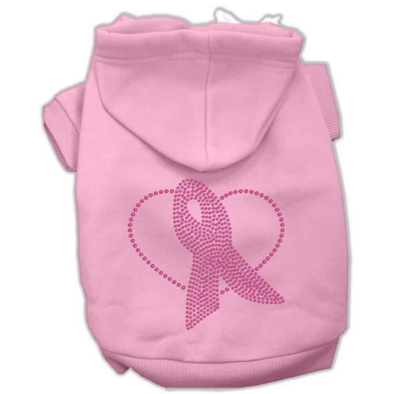 Pink Ribbon Rhinestone Hoodies Pink XXXL- 20