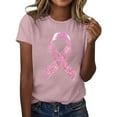 thumbnail image 1 of Pink Ribbon Shirts for Women Cancer Awareness Short Sleeve Crew Neck Tops Inspirational Casual Relaxed Fit Tees Z003-Light Pink M, 1 of 4