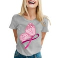 thumbnail image 1 of Pink Ribbon Shirts for Women Cancer Awareness Short Sleeve Tees Inspirational Cancer Tops, 1 of 5