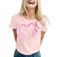 thumbnail image 1 of Pink Ribbon Shirts for Women Cancer Awareness Short Sleeve Tees Inspirational Cancer Tops, 1 of 5