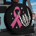 thumbnail image 1 of Pink Ribbon Skull Awareness Waterproof Fabric Spare Tire Cover, Breast Cancer Tire Decor For Suv Rv Camper Trailer Truck 14 15 16 17 18In. Gifts In Breast Cancer Awareness Month, 1 of 5