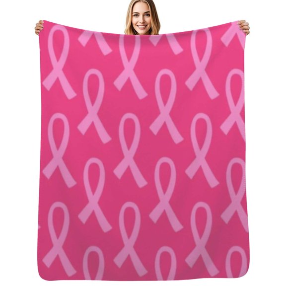 Pink Ribbon Soft Blanket Travel Bedding Throws Flannel Bedspread Sofa Bed Cover