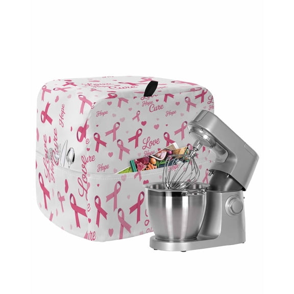 Pink Ribbon Stand Mixer Dust Cover with Storage Pocket & Handles, Love Heart Vintage Preppy Fits All Tilt Head & Bowl Lift Kitchen Appliance Cover Organizer Bag Accessories, 6-8 Quart