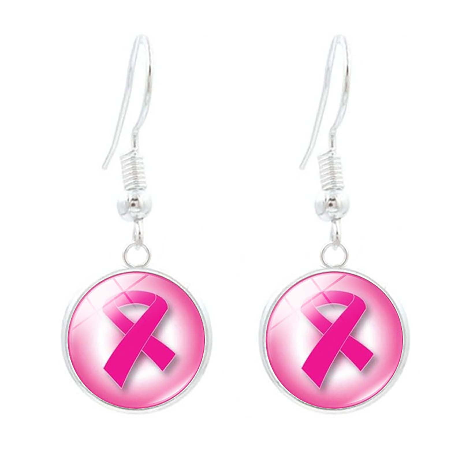 Pink Ribbon Stud Earrings Dangle Star Earrings For Breast Cancer