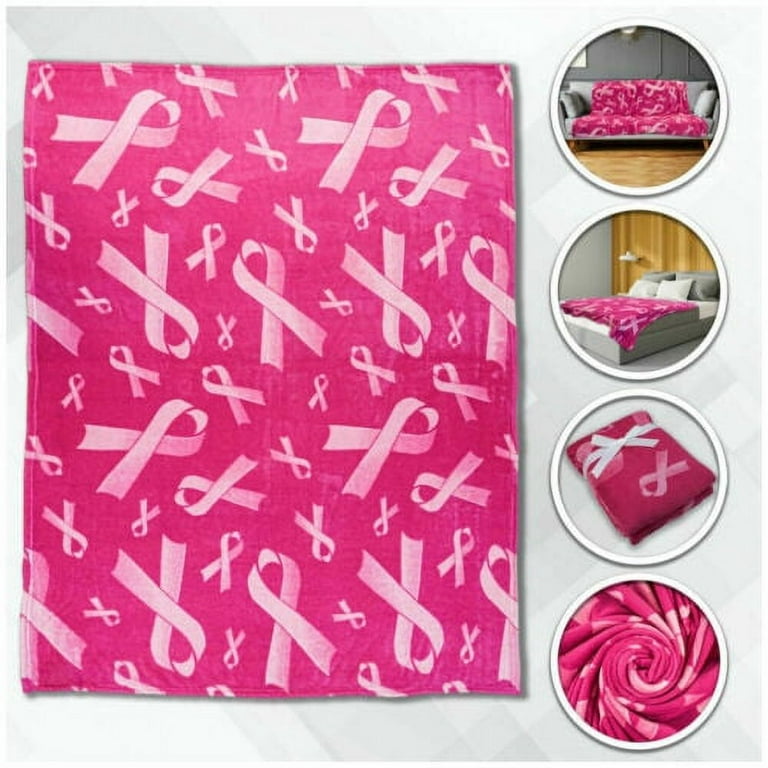 Pink Ribbon Super Plush Blanket 50x60 Breast Cancer Throw Blanket