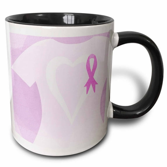 3drose, Pink Ribbon T Shirt Breast Cancer Awareness, 11oz Two-tone Black Mug